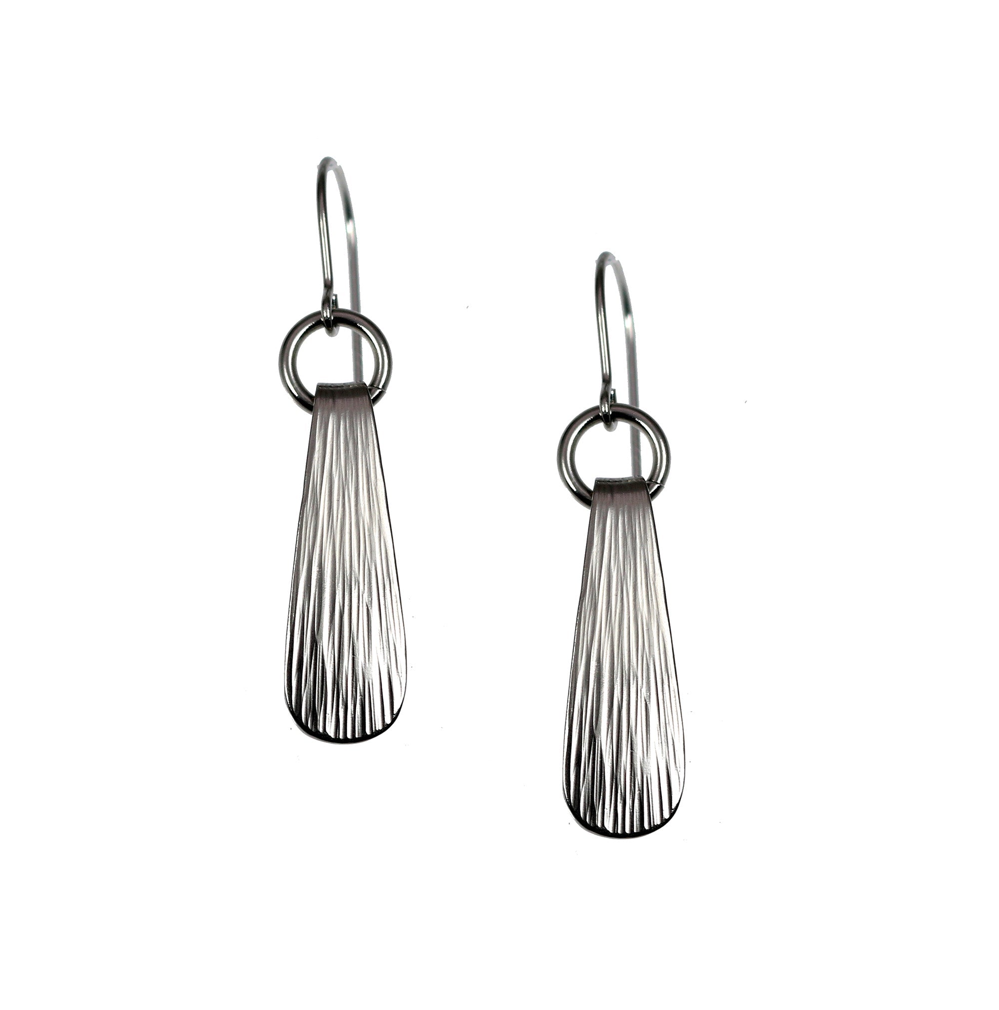 Mini Chased Stainless Steel Drop Earrings