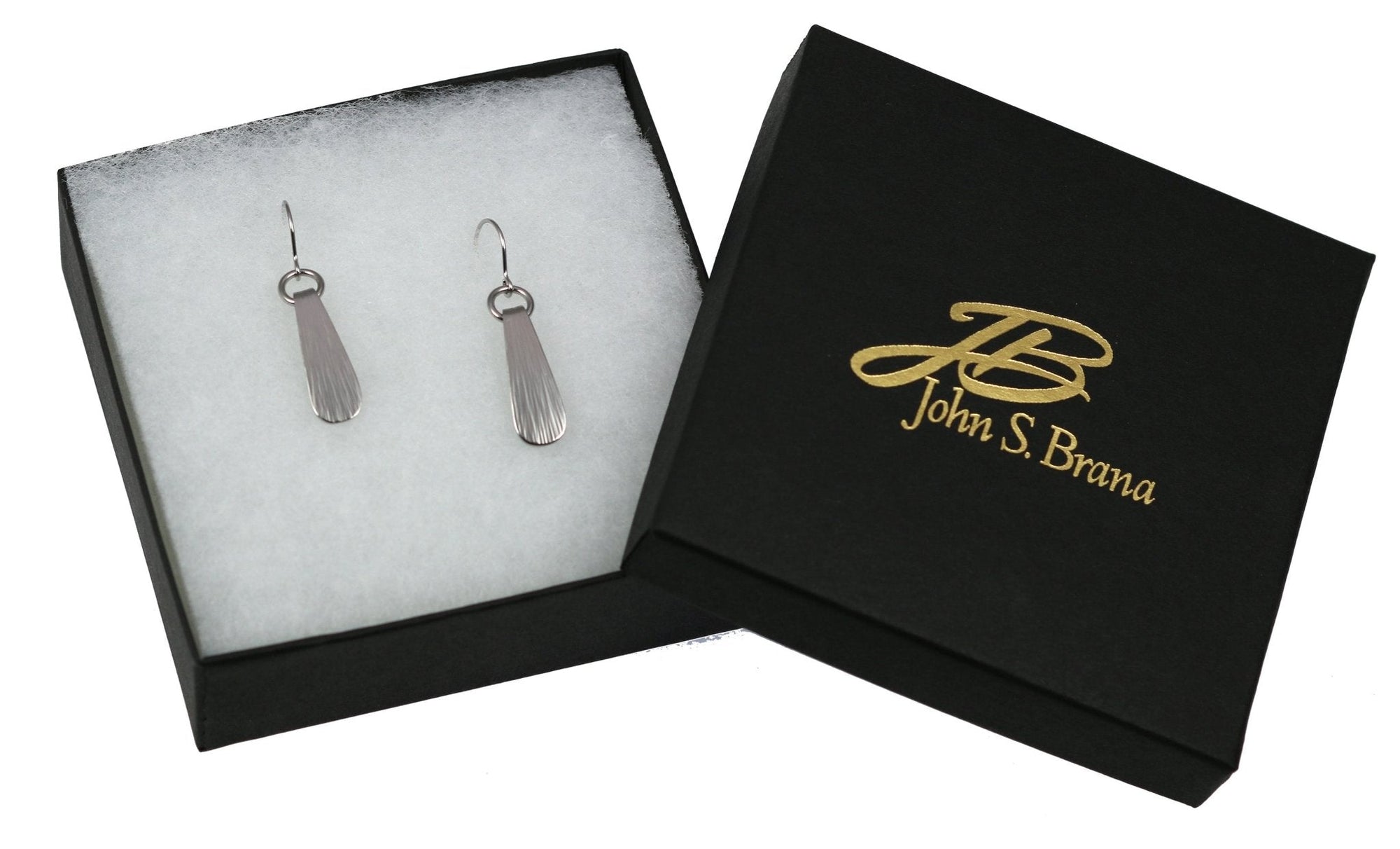 Gift Boxed Mini Chased Stainless Steel Drop Earrings