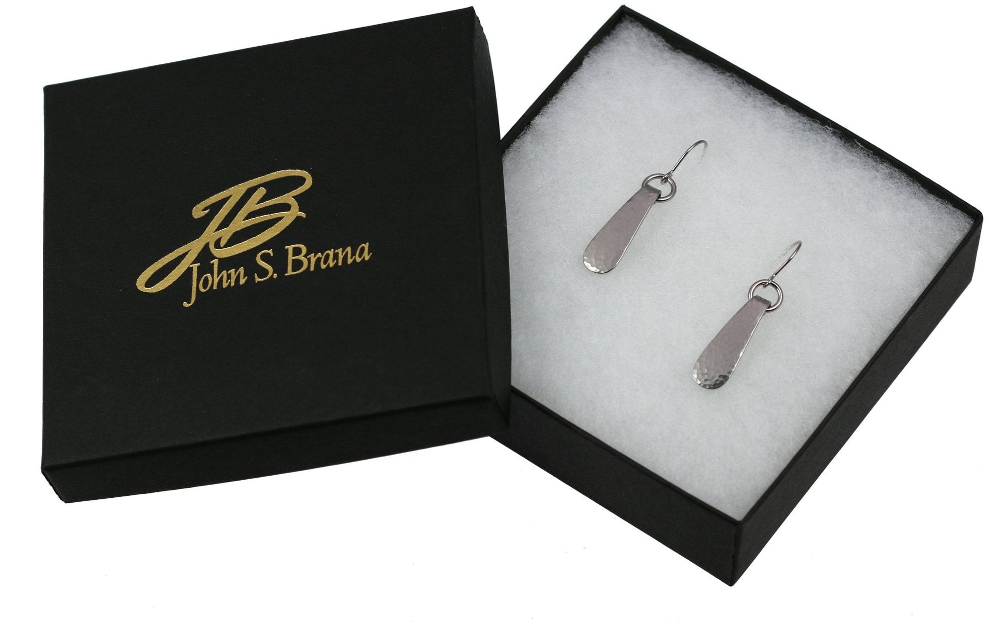 Gift Boxed Mini Hammered Stainless Steel Drop Earrings