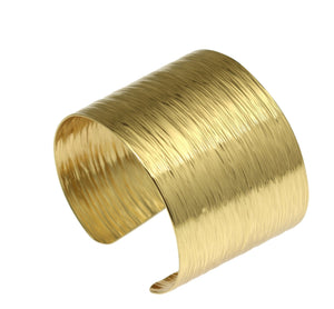 2 of 9: Side View of Nu Gold Brass Bark Cuff