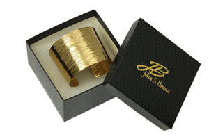 9 of 9: Nu Gold Brass Bark Cuff in Gift Box