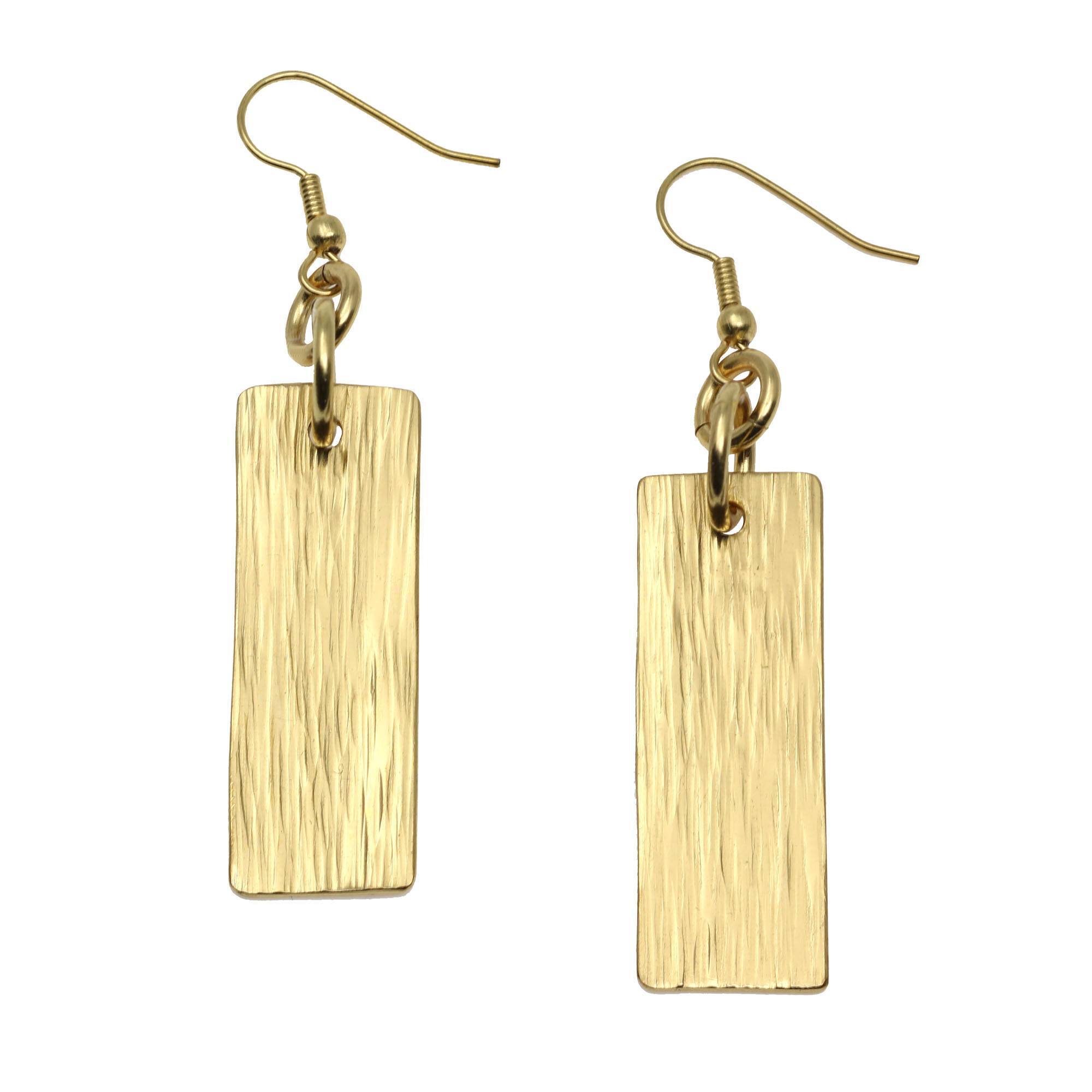 Detail of Nu Gold Brass Bark Drop Earrings