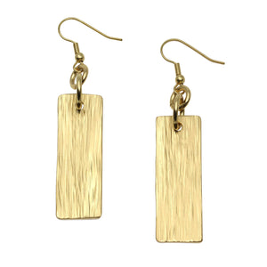2 of 4: Detail of Nu Gold Brass Bark Drop Earrings