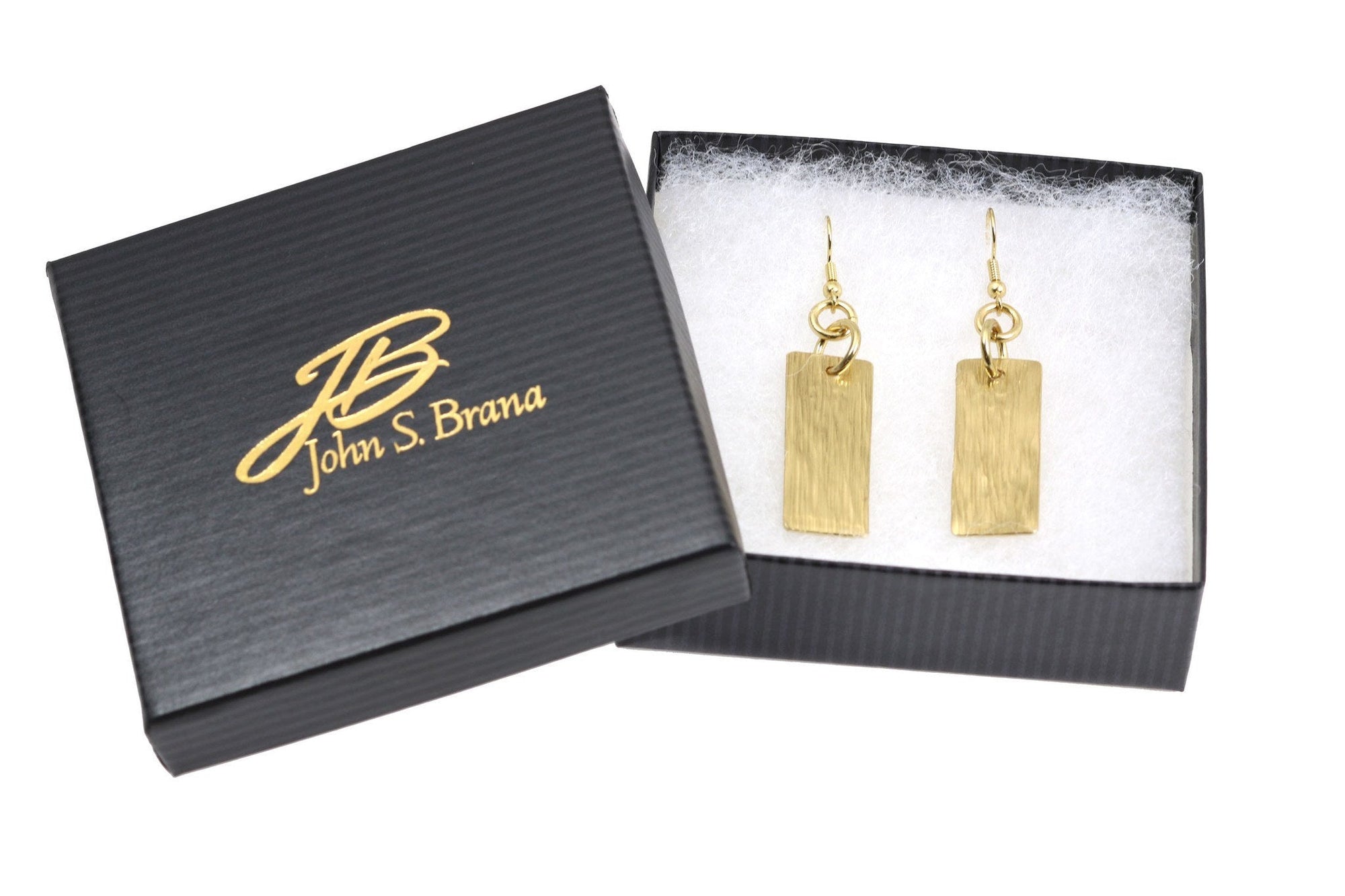 Gif Boxed Nu Gold Brass Bark Drop Earrings