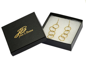 4 of 4: Gift Boxed Nu Gold Brass Hammered Four Link Drop Earrings