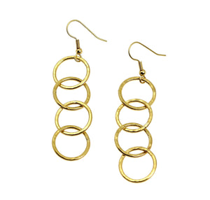2 of 4: Detail of Nu Gold Brass Hammered Four Link Drop Earrings