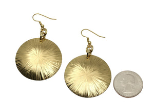 3 of 4: Size of Nu Gold Brass Sand Dollar Earrings compared to a US Quarter Coin