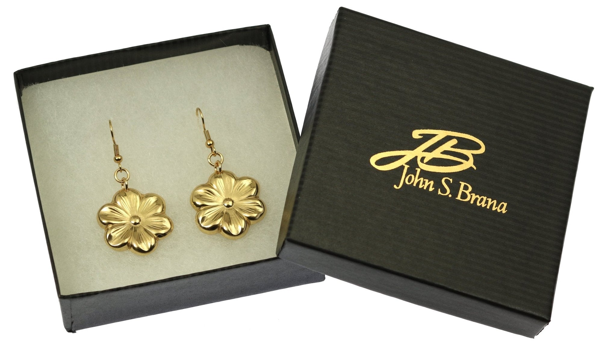 Nu Gold Cherry Blossom Flower Earrings in Gift Box