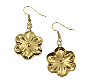 3 of 6: Front and Back Views of Nu Gold Cherry Blossom Flower Earrings