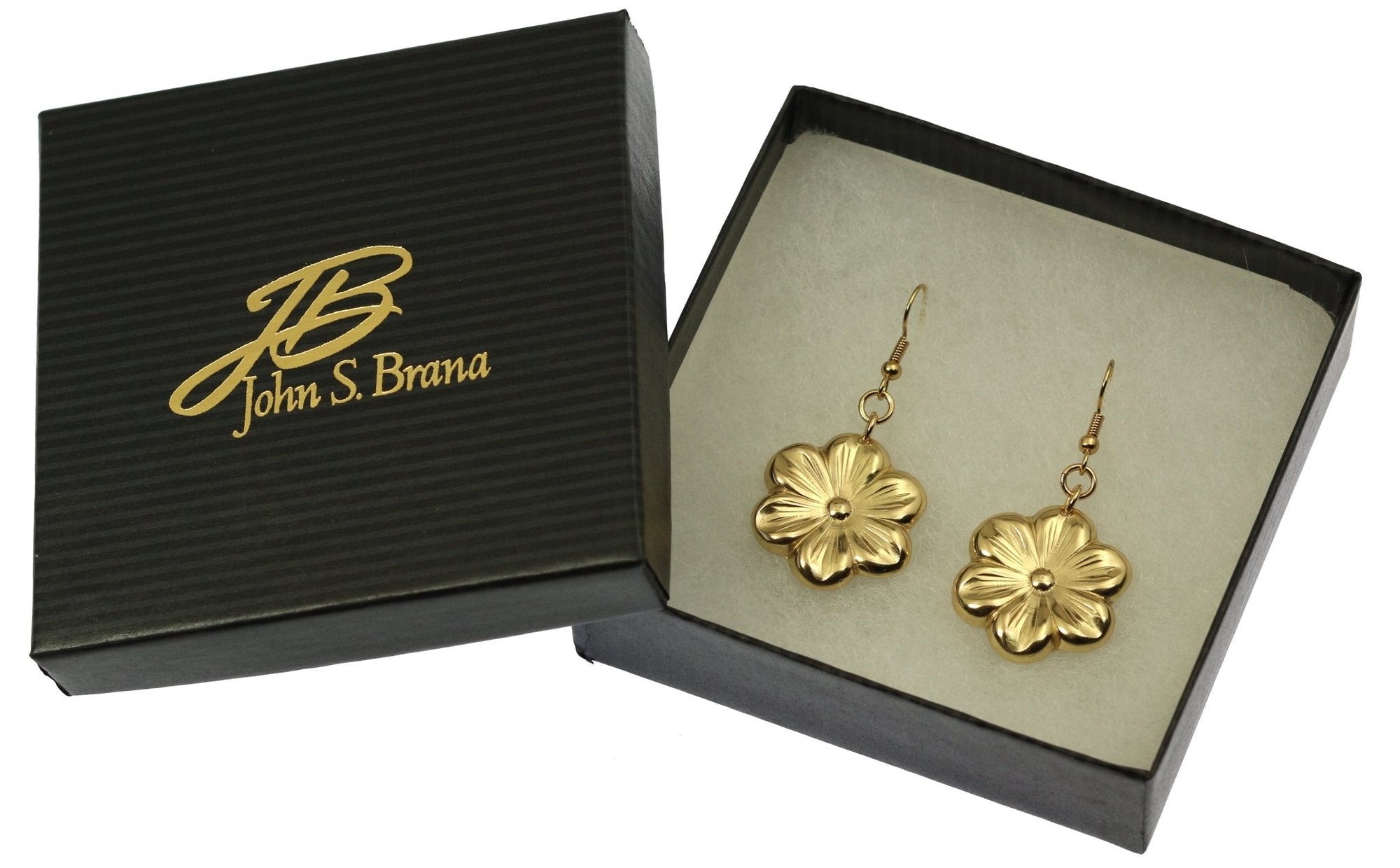 Gift Boxed Nu Gold Cherry Blossom Flower Earrings