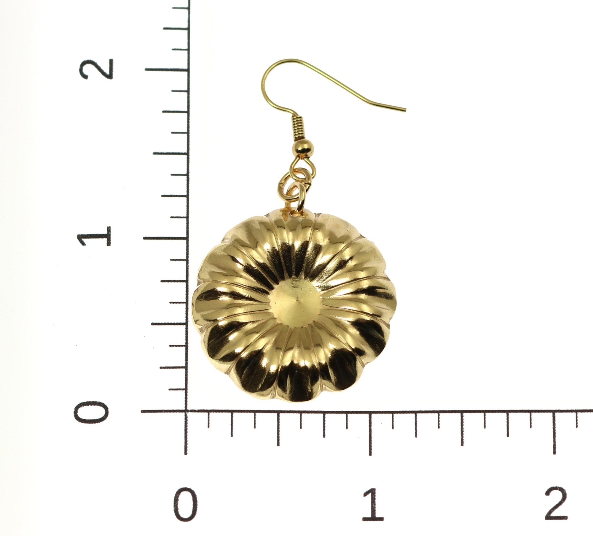 Scale of Nu Gold Chrysanthemum Flower Drop Earrings