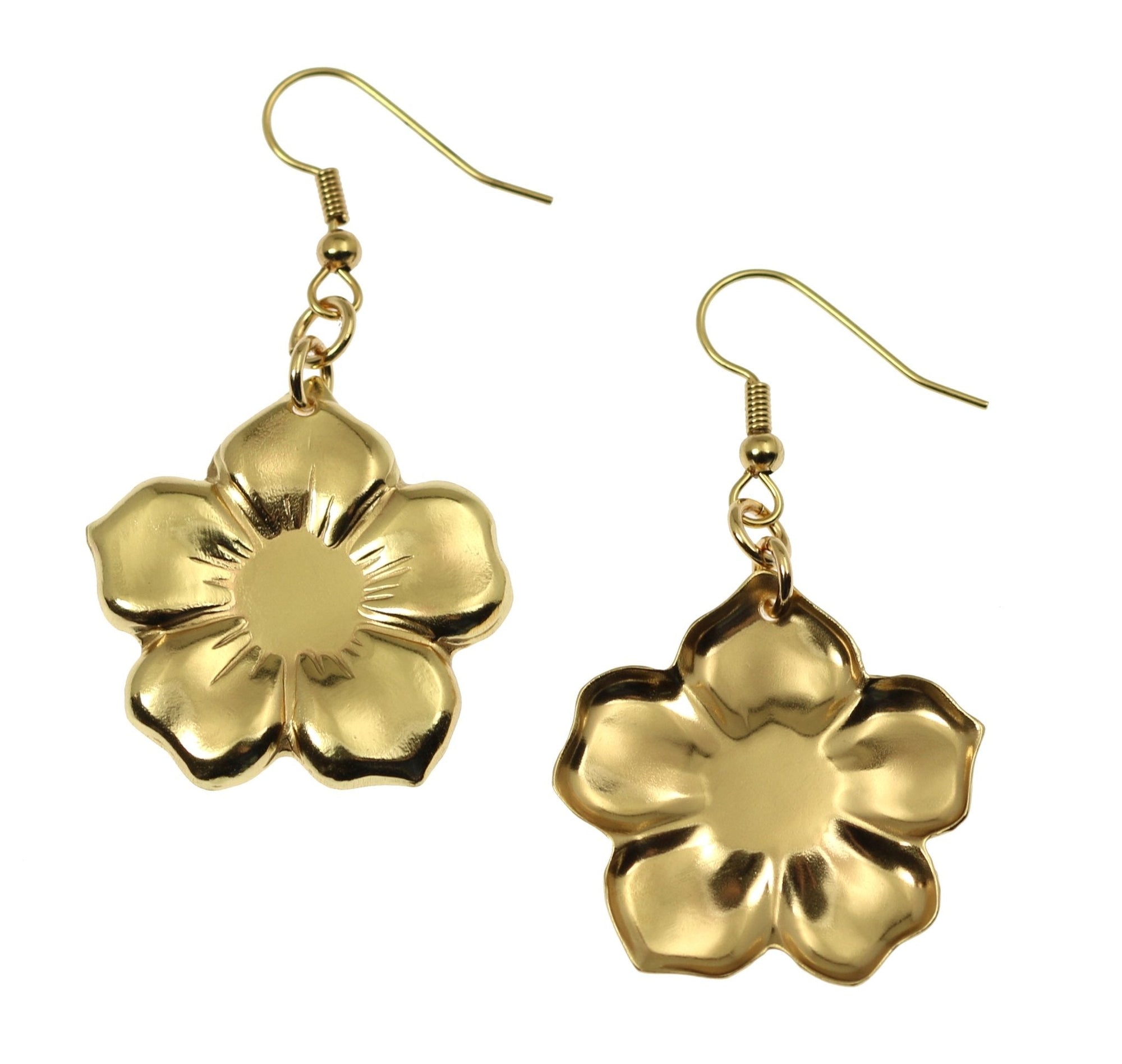 Front and Back Views of Nu Gold Forget Me Not Flower Earrings
