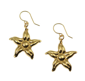 1 of 6: A Pair of Nu Gold Star Jasmine Flower Earrings on a White Background