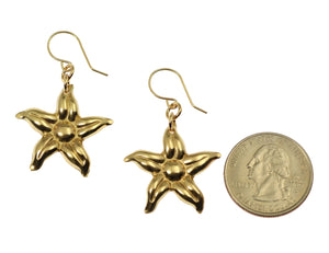 2 of 6: Size of Nu Gold Star Jasmine Flower Earrings compared to a US Quarter Coin