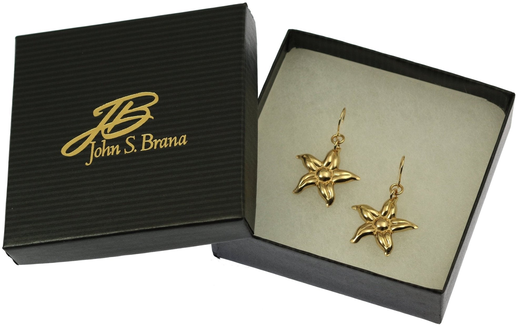Nu Gold Star Jasmine Flower Earrings in Gift Box