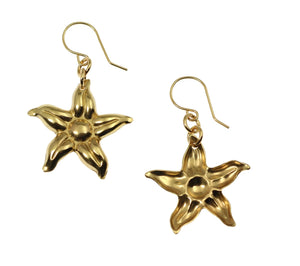 3 of 6: Front and Back Views of Nu Gold Star Jasmine Flower Earrings