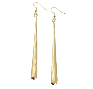 1 of 3: A Pair of Nu Gold Stiletto Bark Earrings on a White Background