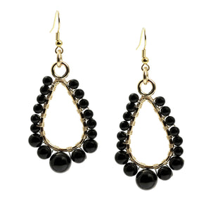3 of 4: Detail of Small Onyx Wire Wrapped 14K Gold-filled Earrings