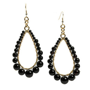 3 of 4: Detail of Onyx Wire Wrapped 14K Gold-filled Drop Earrings
