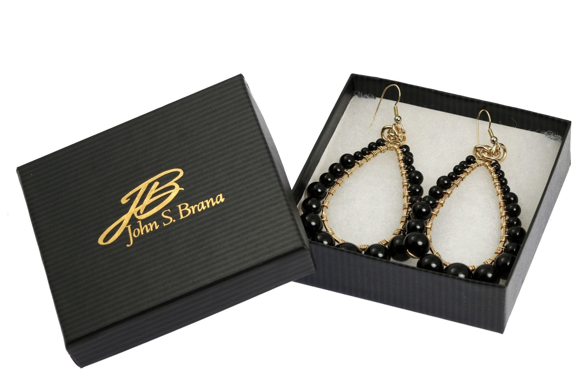 Onyx Wire Wrapped 14K Gold-filled Drop Earrings in Gift Box