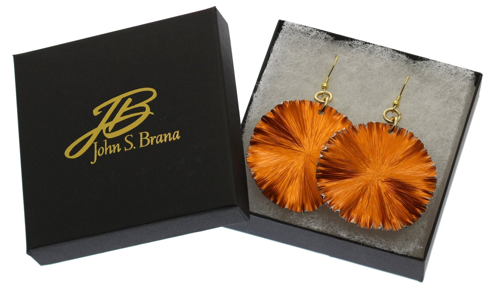 Gift Boxed Orange Anodized Aluminum Lily Pad Earrings