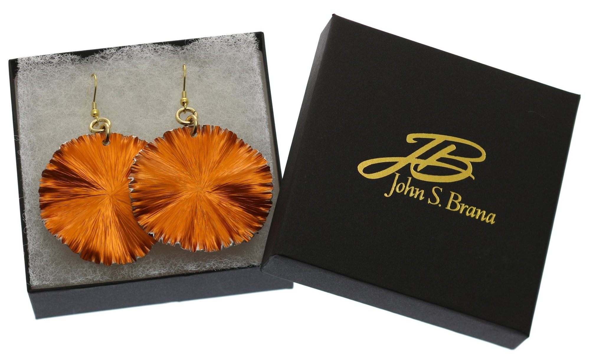 Orange Anodized Aluminum Lily Pad Earrings in Gift Box