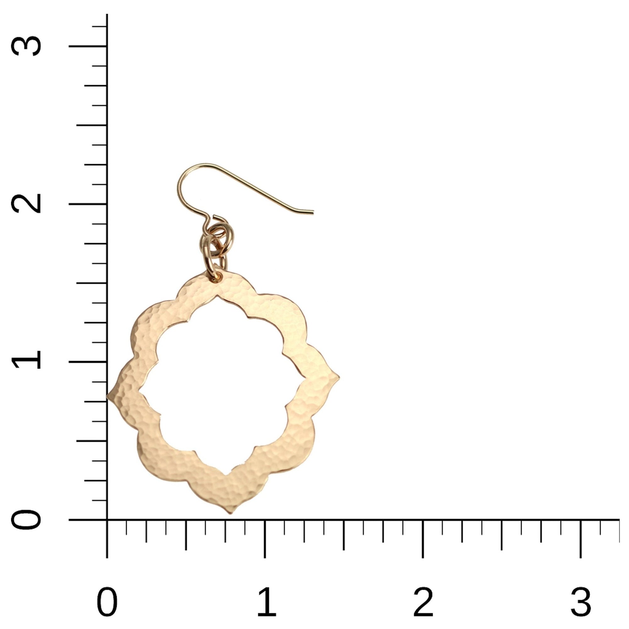 Scale of Pierced Hammered Bronze Arabesque Flower Earrings