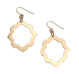 3 of 6: Detail of Pierced Hammered Bronze Arabesque Flower Earrings