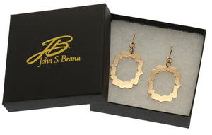 6 of 7: Gift Boxed Pierced Hammered Bronze Arabesque Shield Earrings