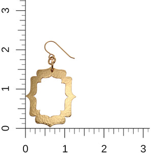 4 of 7: Scale of Pierced Hammered Bronze Arabesque Shield Earrings