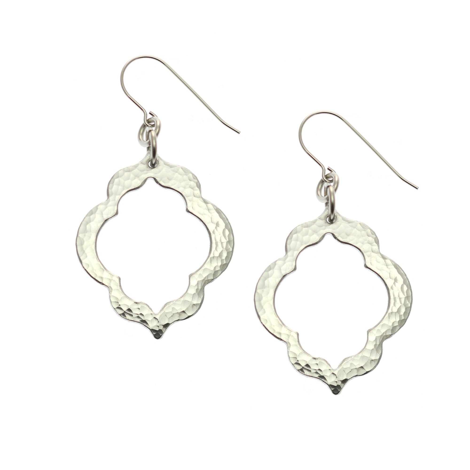 Pierced Hammered Quatrefoil Aluminum Earrings