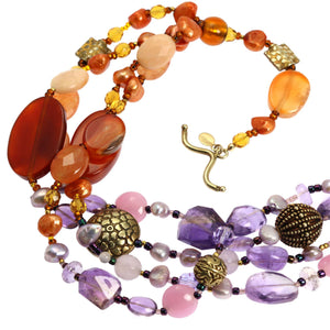 5 of 5: Prehnite Amethyst Carnelian Necklace Clasp Detail