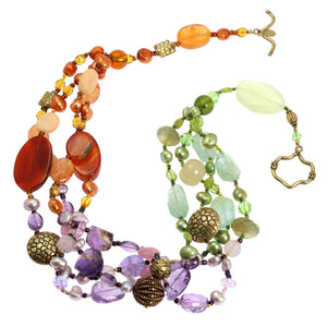 2 of 5: Prehnite Amethyst Carnelian Necklace - View 2
