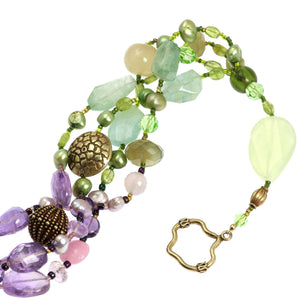 4 of 5: Clasp Detail of Prehnite Amethyst Carnelian Necklace