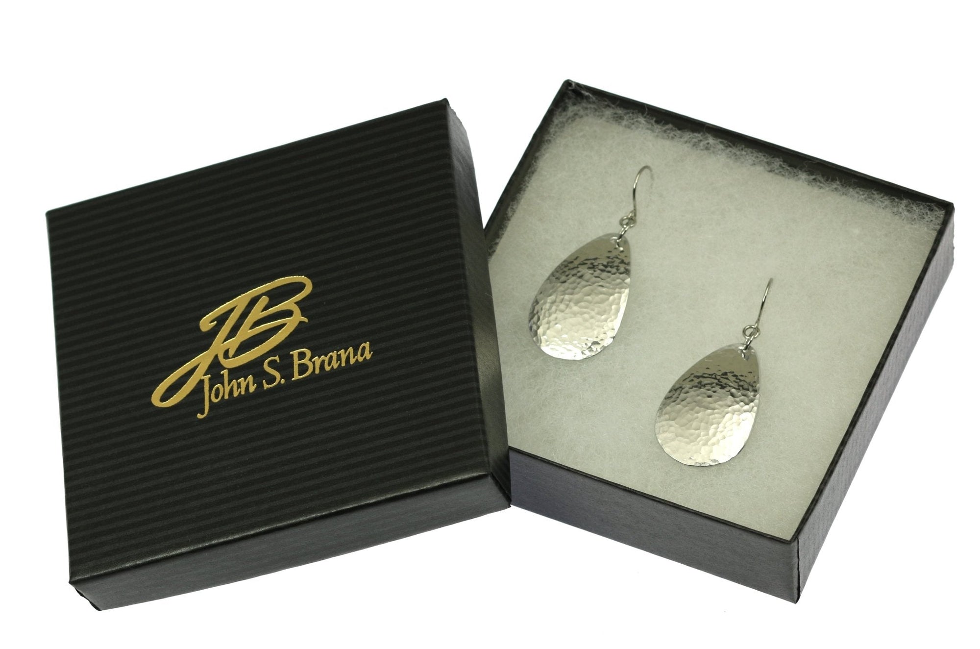 Gift Boxed Small Hammered Aluminum Tear Drop Earrings