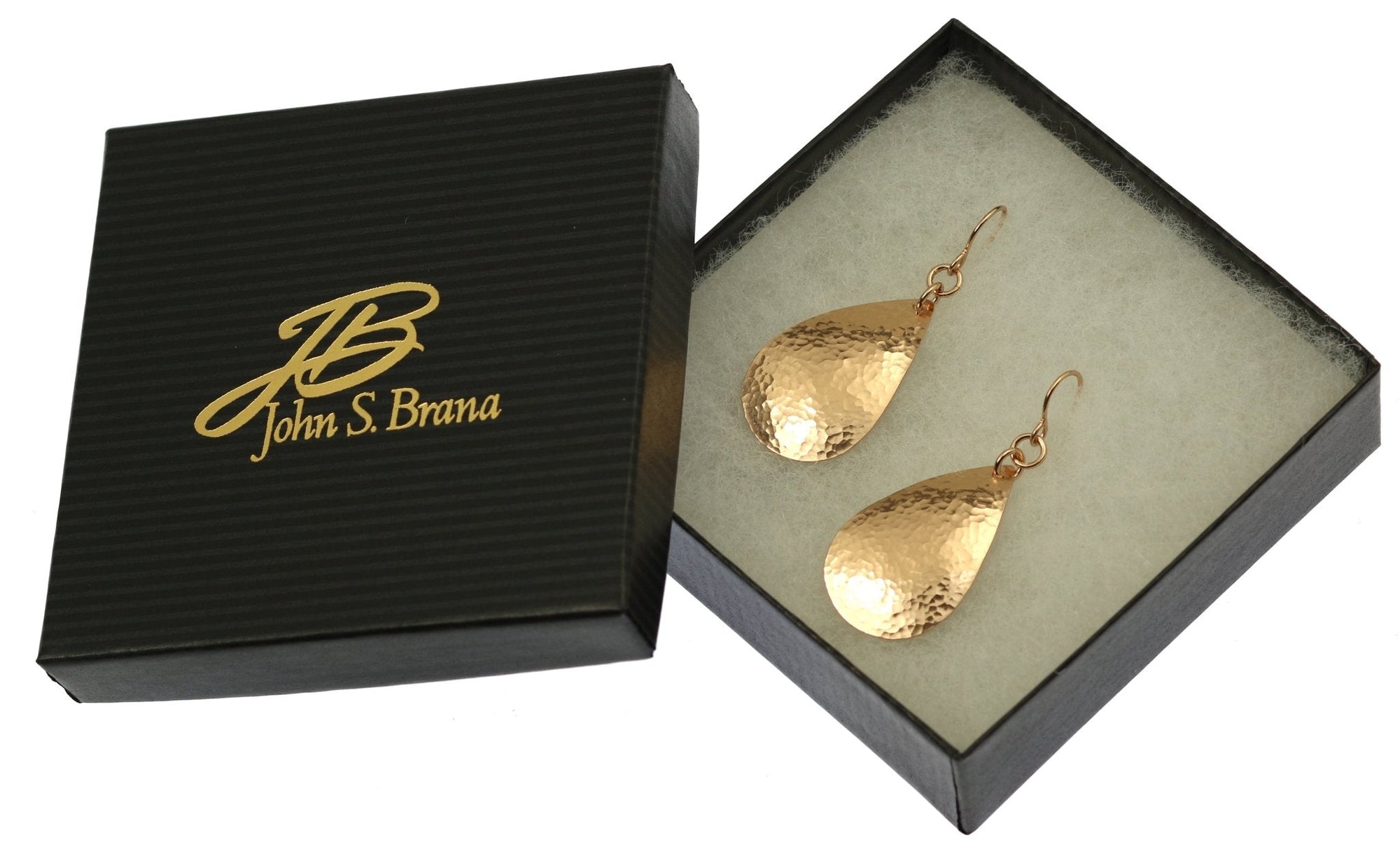 Small Hammered Bronze Teardrop Earrings in Gift Box