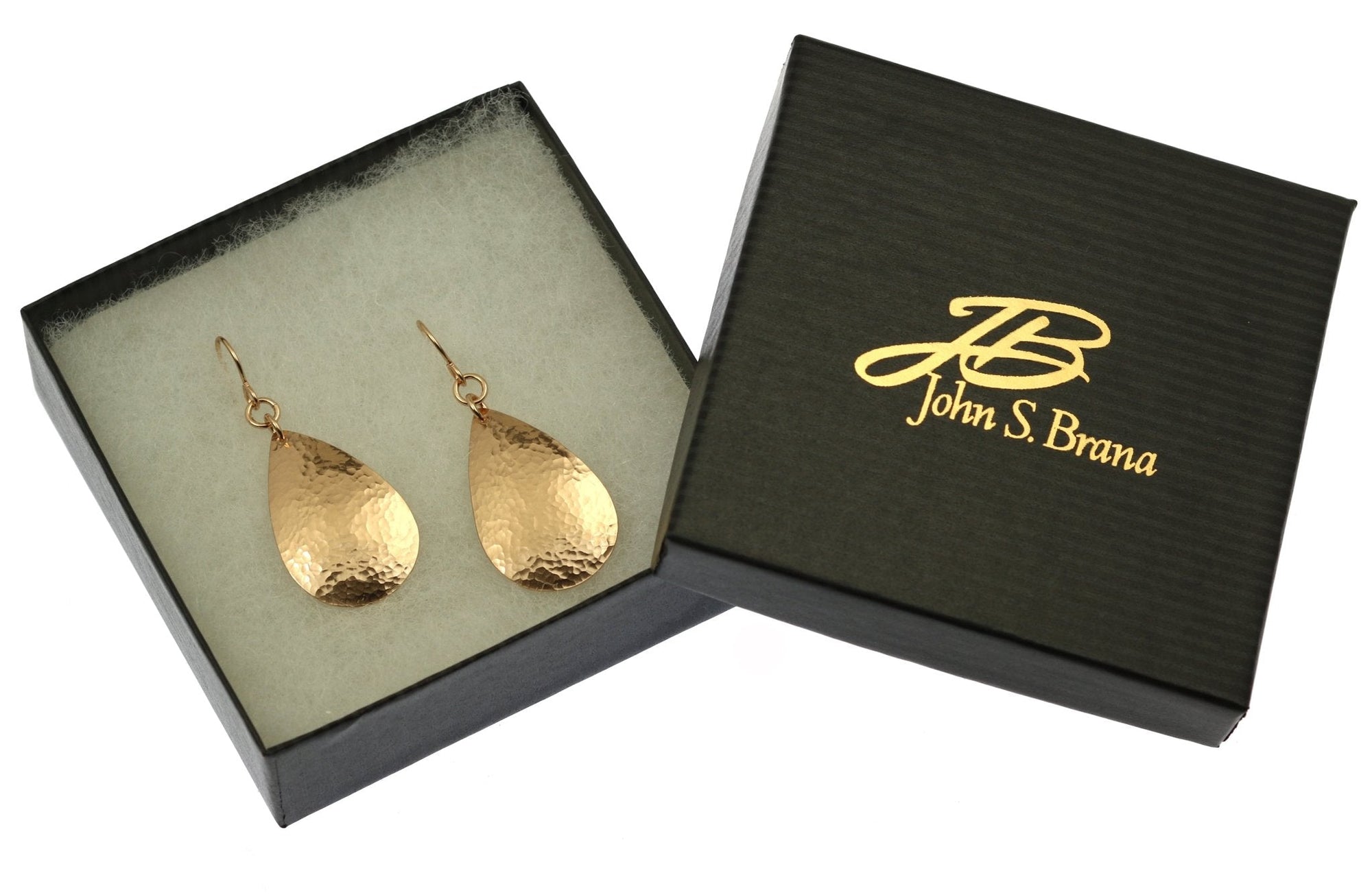 Gift Boxed Small Hammered Bronze Teardrop Earrings