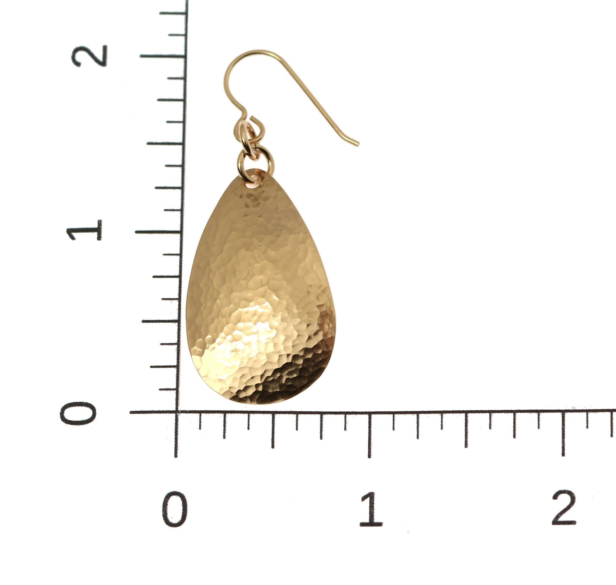 Scale of Small Hammered Bronze Teardrop Earrings