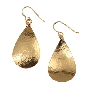 3 of 6: Front and Back Views of Small Hammered Bronze Teardrop Earrings