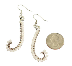 2 of 4: Size of Snow Quartz Wire Wrapped Silver Earrings compared to a US Quarter Coin