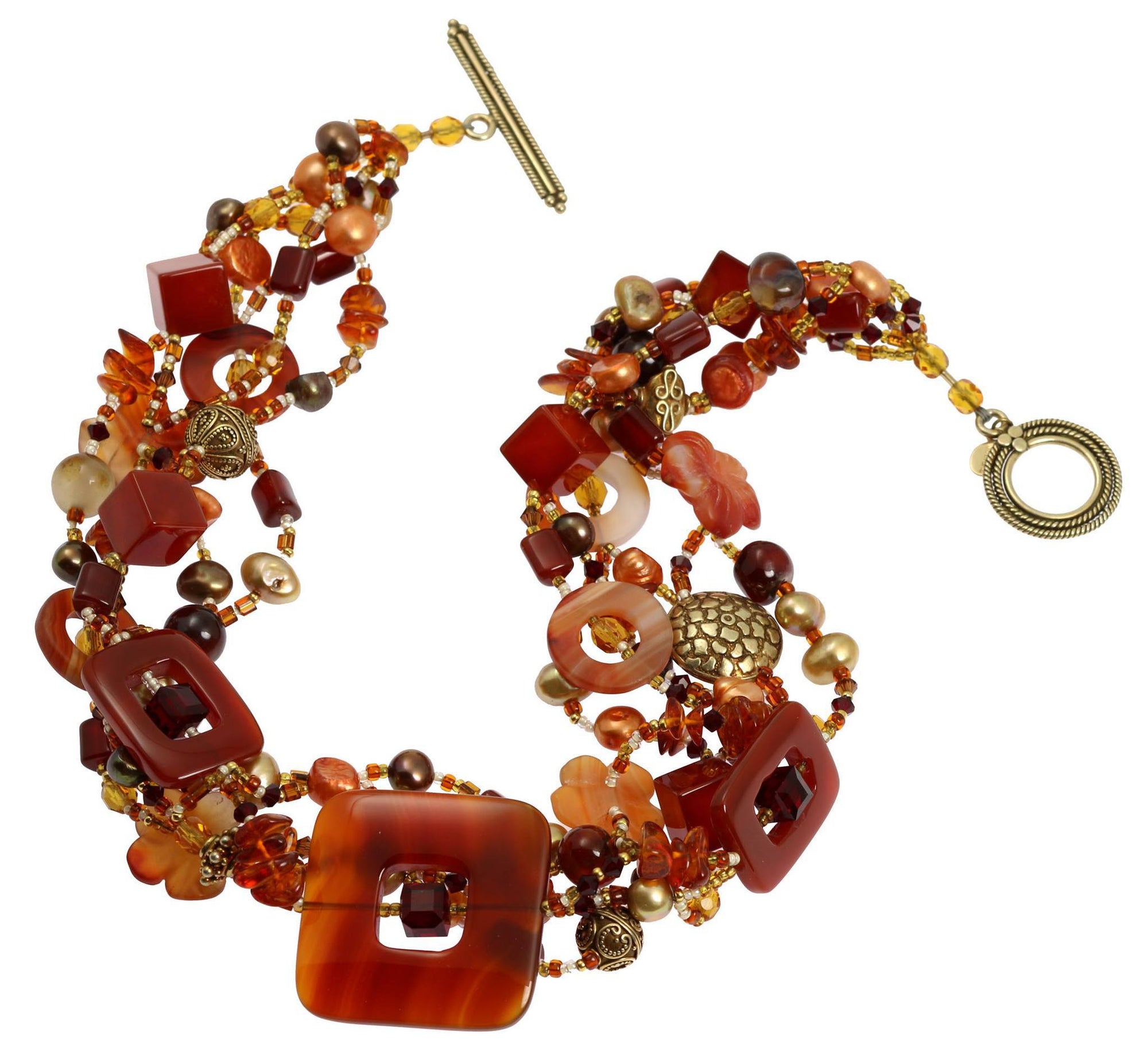 Square Carnelian Beaded Gemstone Necklace - View 2