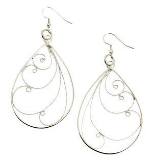 1 of 3: A Pair of Sterling Silver Filigree Scroll Earrings on a White Background