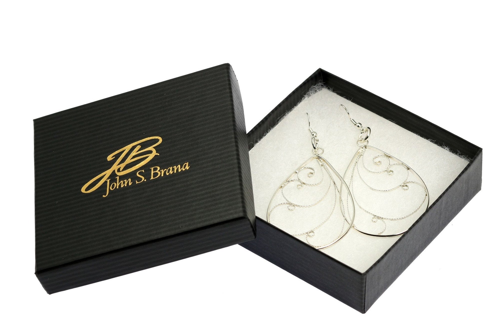Gift Boxed Sterling Silver Filigree Scroll Earrings