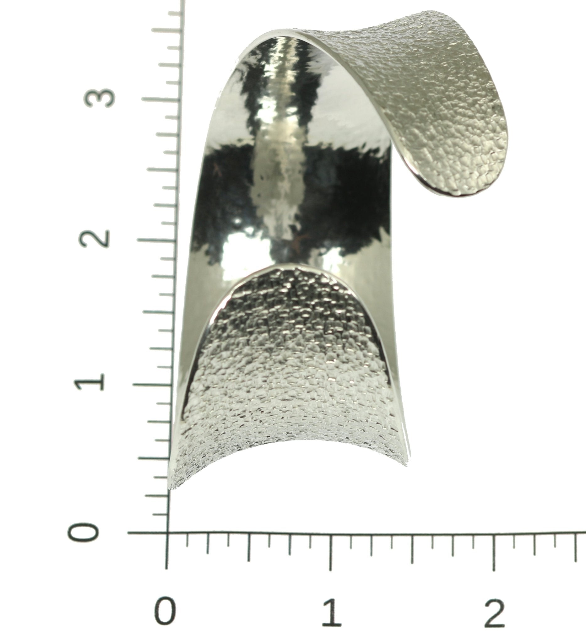 Scale of Texturized Aluminum Anticlastic Bangle on Ruler for Size Dimensions