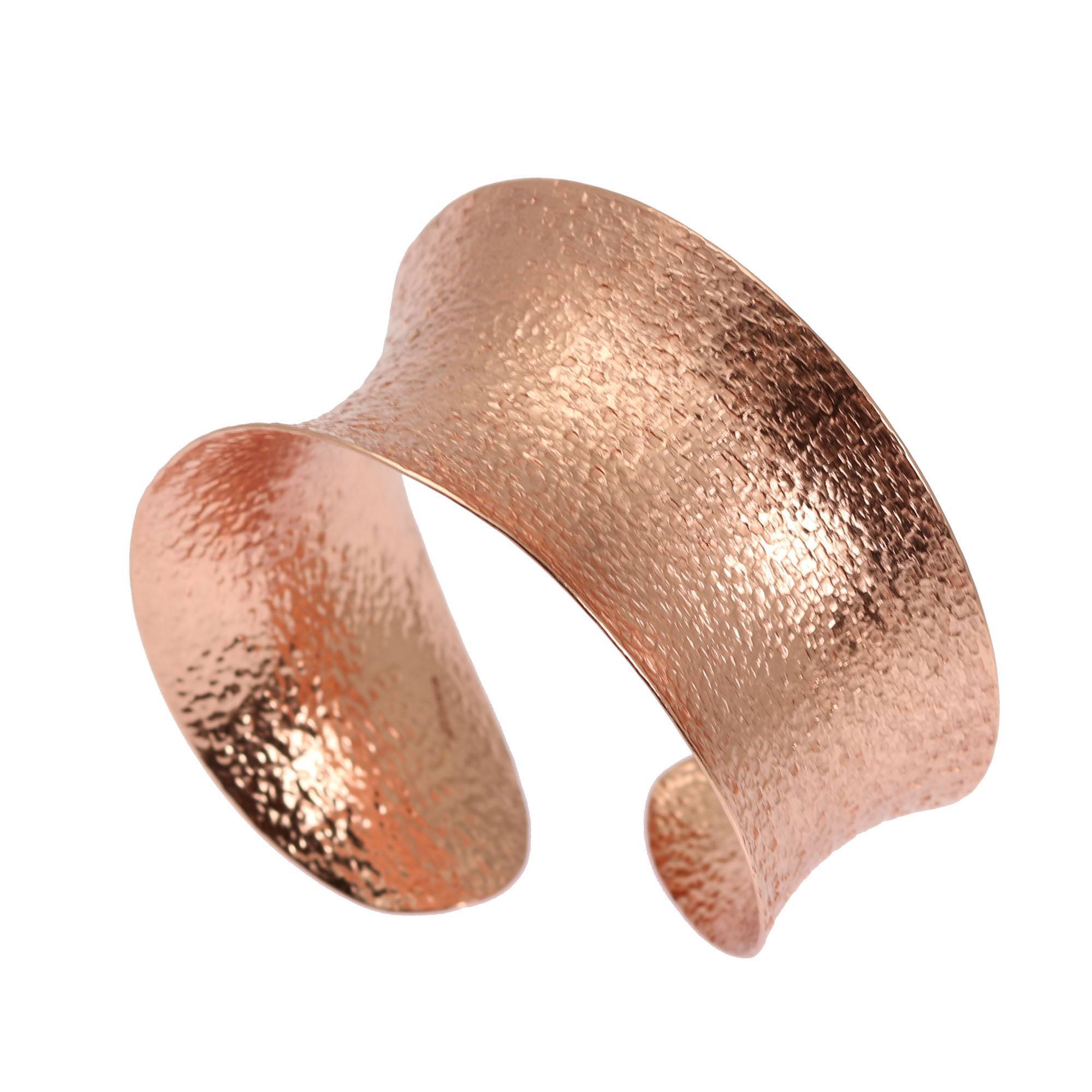 Side View of Texturized Anticlastic Copper Bangle Bracelet