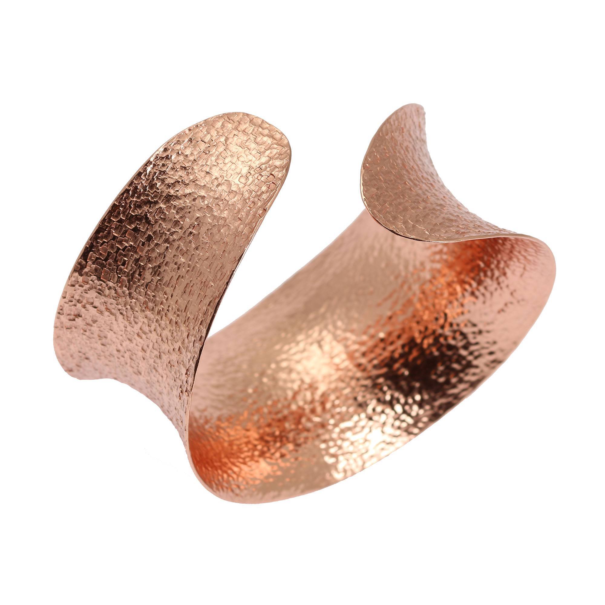 Texturized Anticlastic Copper Bangle Bracelet Opening