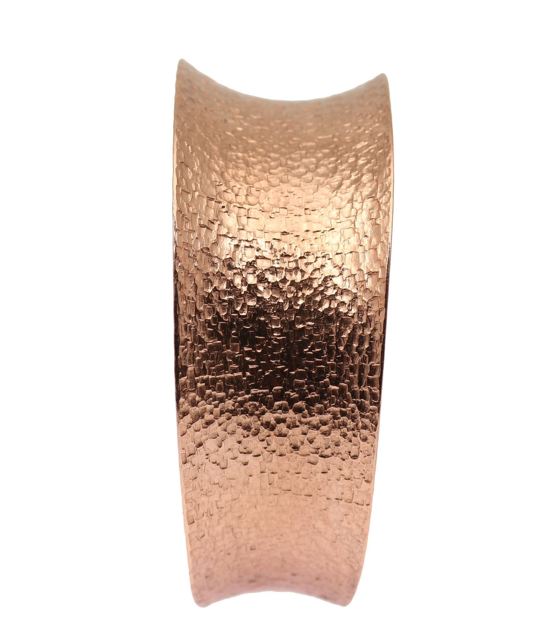 Side View of Texturized Copper Bangle Bracelet