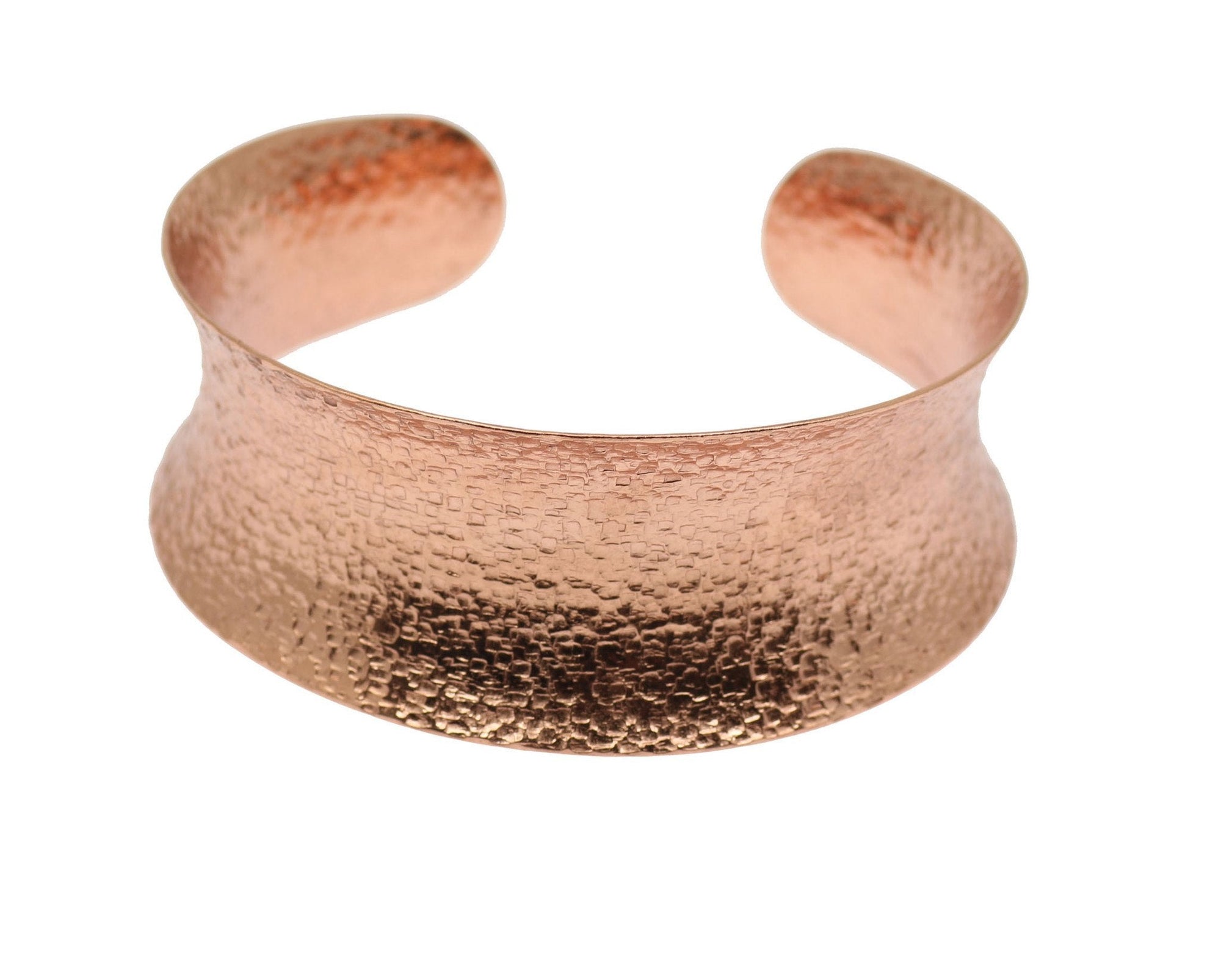 Close Up View of Texturized Copper Bangle Bracelet