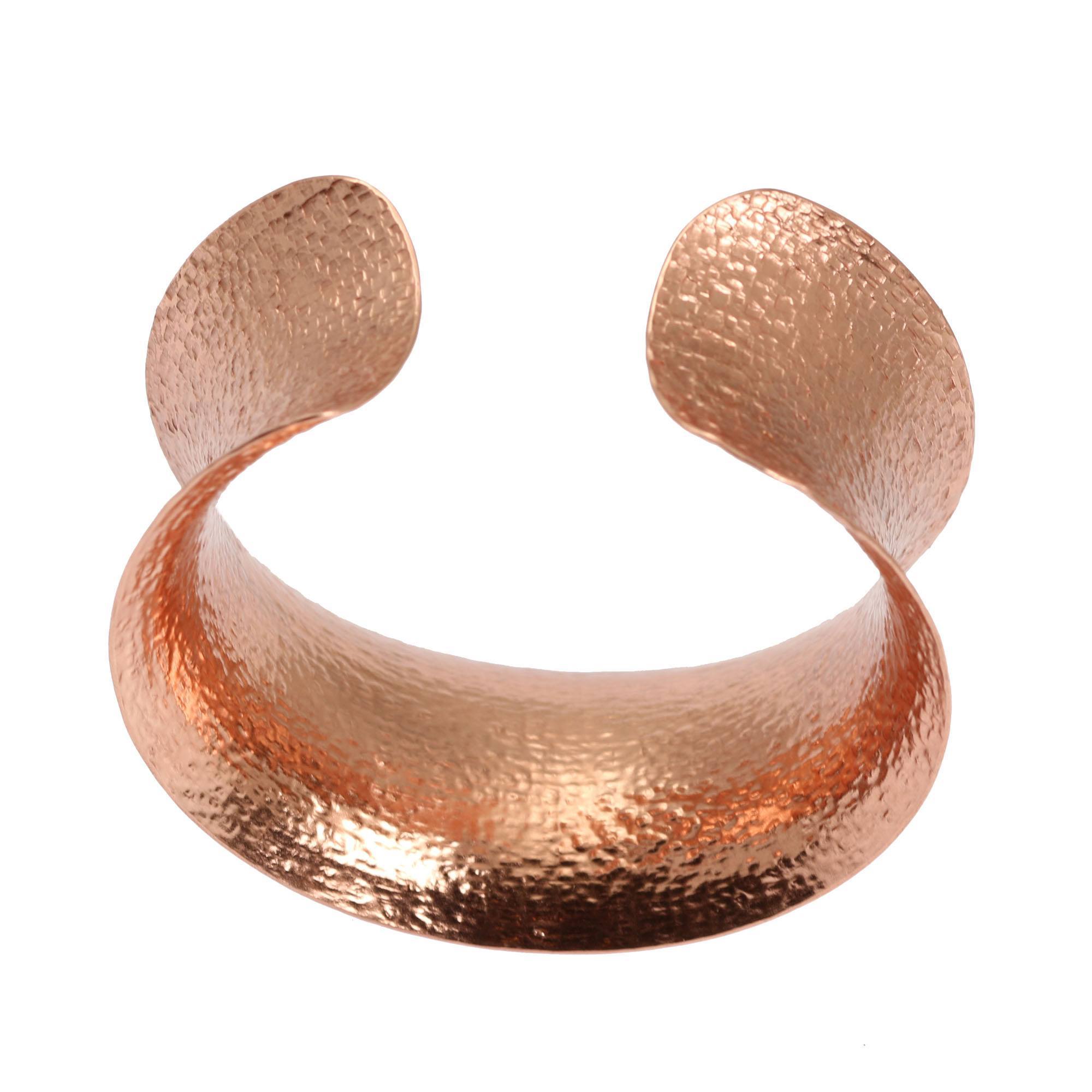 Texturized Copper Cuff Bracelet Opening