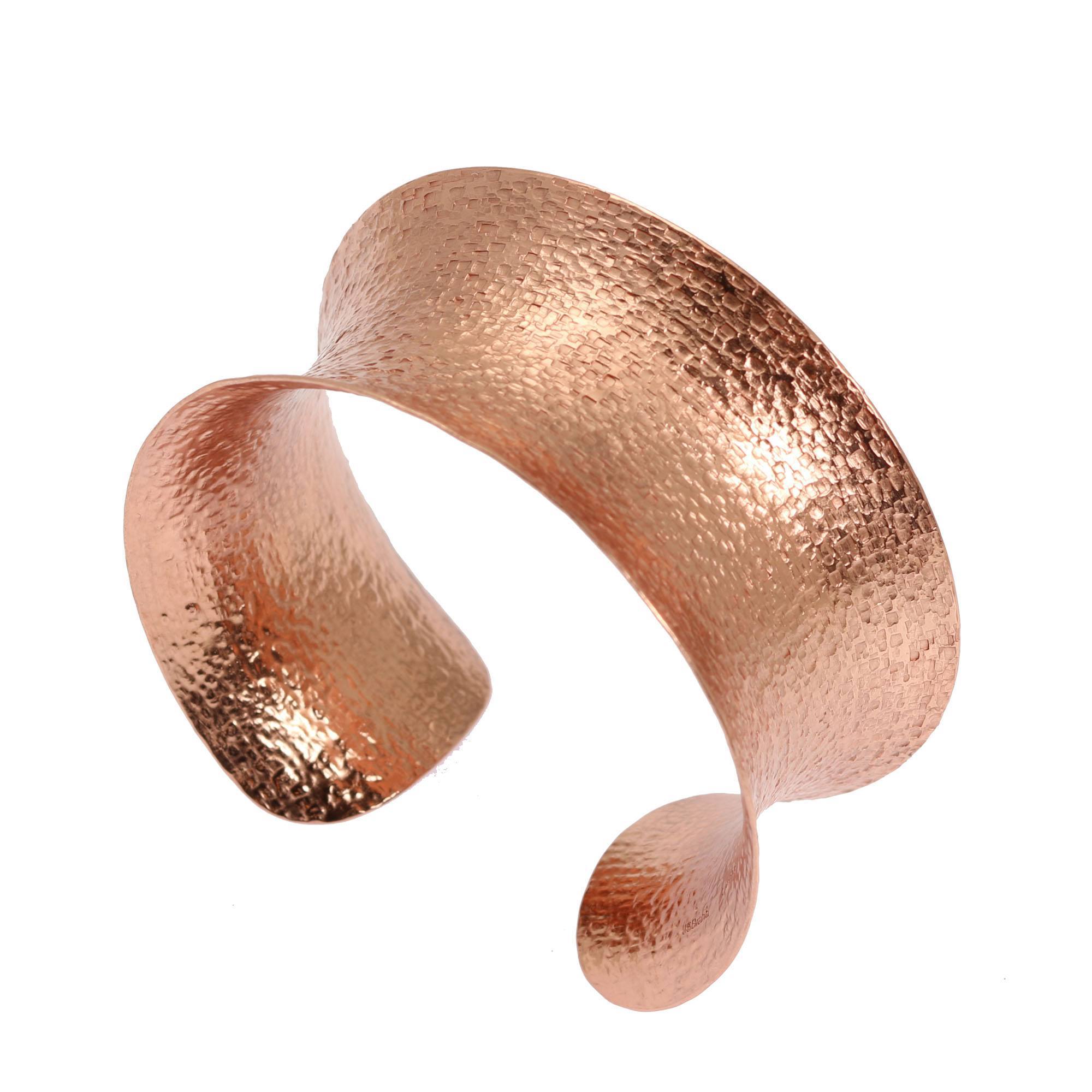 Right Side View of Texturized Copper Cuff Bracelet